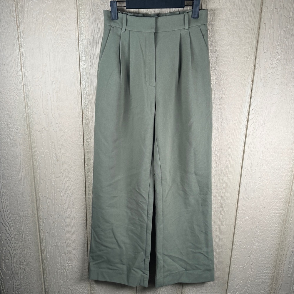 Abercrombie & Fitch Wide Leg Sloane Trousers Pants Womens Sz 26/2R Green Pleated